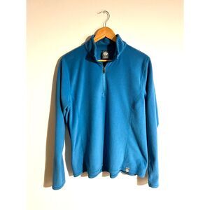 REI COOP Fleece Sweatshirt Womens XL Blue Lightweight Sweater Pullover 1/4 Zip
